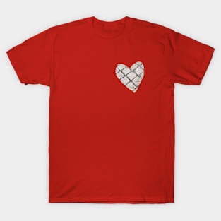 Small Concrete Heart on Red T-Shirt